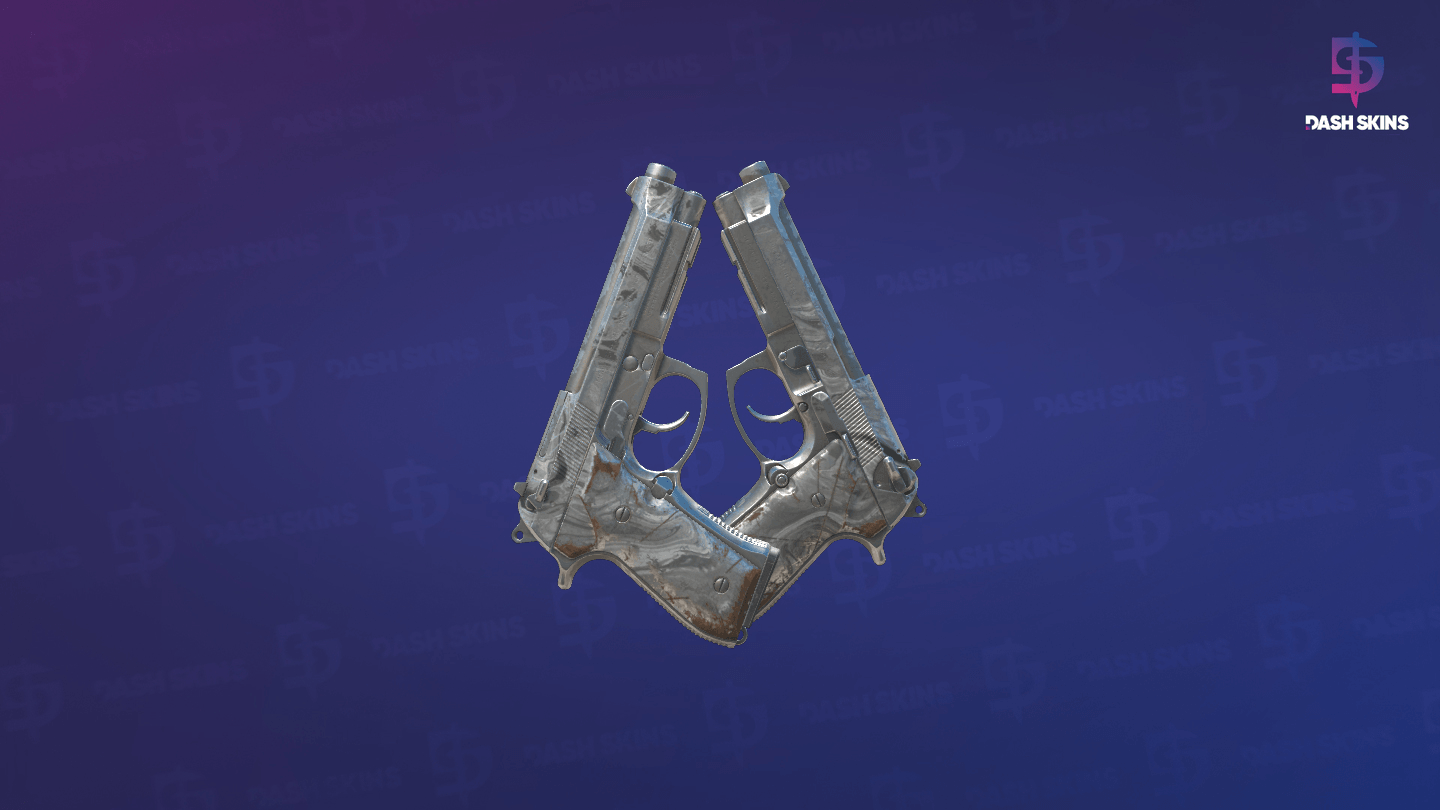 Dual Berettas | Silver Pour (Well-Worn) - Frontside Screenshot