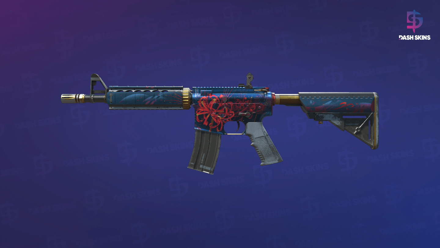 M4A4 | Spider Lily (Well-Worn) - Frontside Screenshot