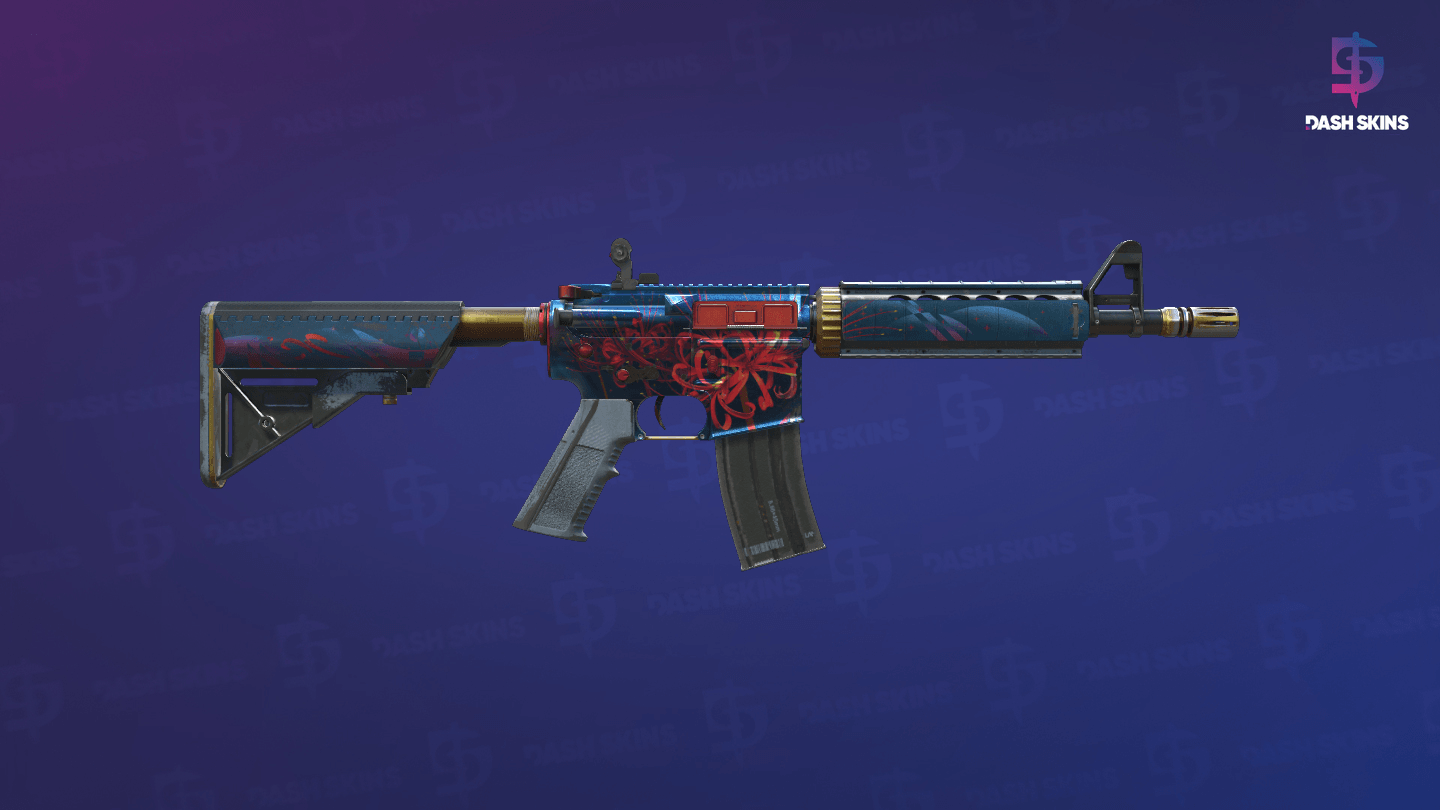 M4A4 | Spider Lily (Well-Worn) - Backside Screenshot