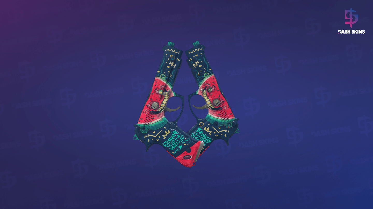 Dual Berettas | Melondrama (Well-Worn) - Frontside Screenshot
