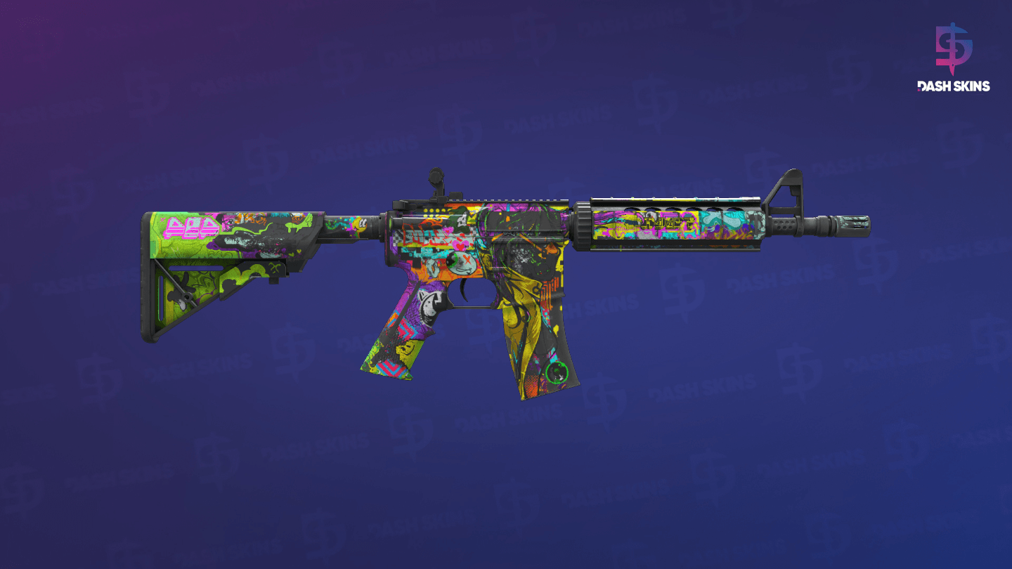 M4A4 | In Living Color (Battle-Scarred) - Backside Screenshot