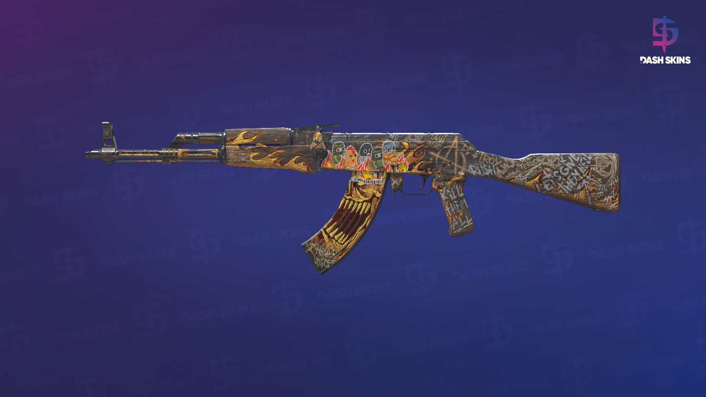 AK-47 | Searing Rage (Well-Worn) - Frontside Screenshot