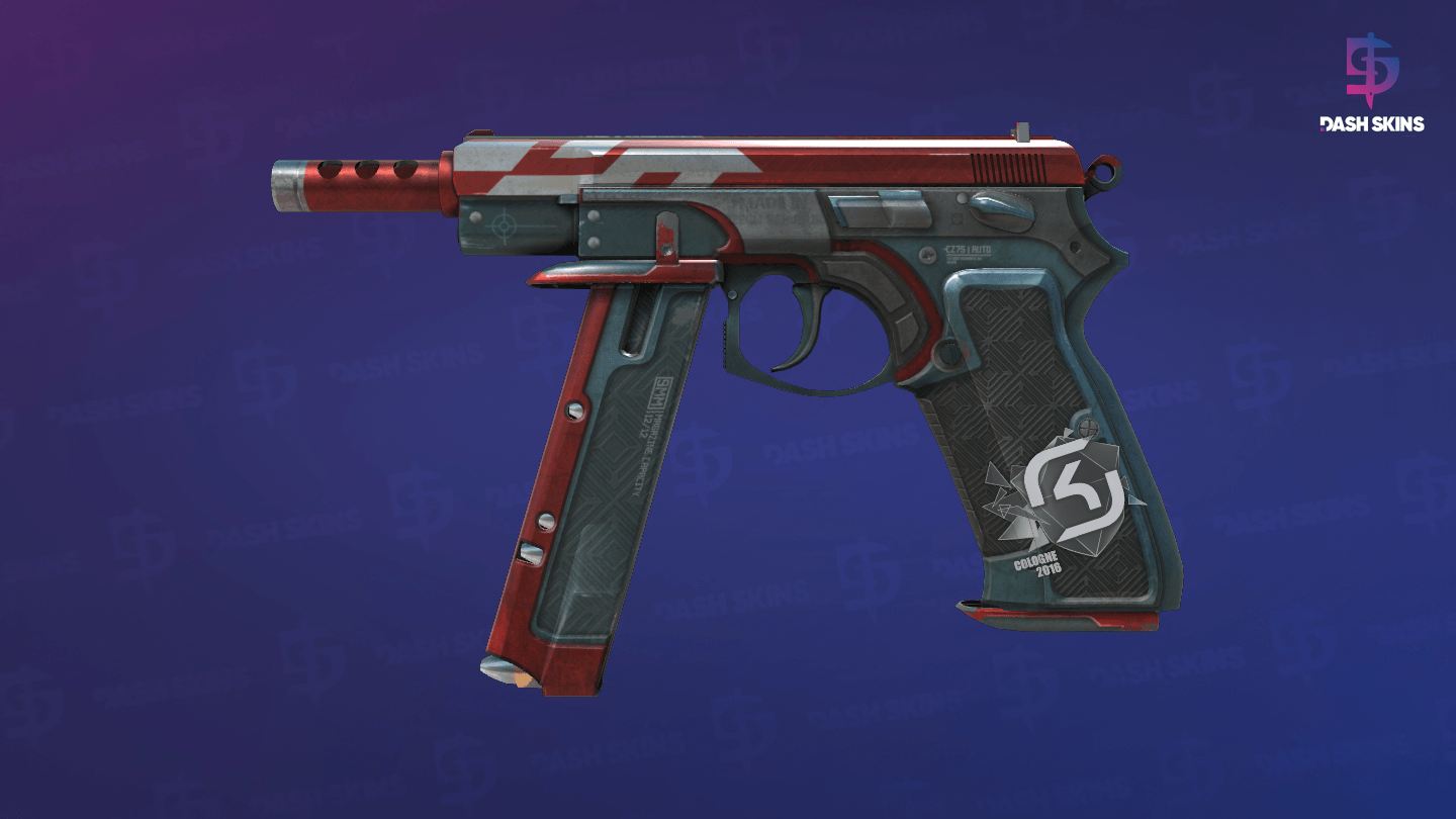 CZ75-Auto | Red Astor (Well-Worn) - Frontside Screenshot