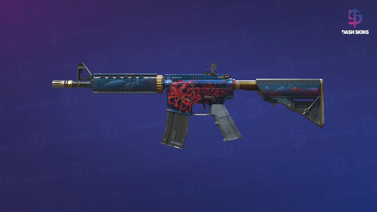 M4A4 | Spider Lily (Well-Worn) - Frontside Screenshot