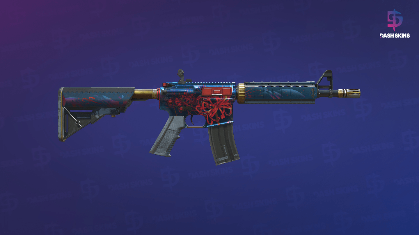 M4A4 | Spider Lily (Well-Worn) - Backside Screenshot