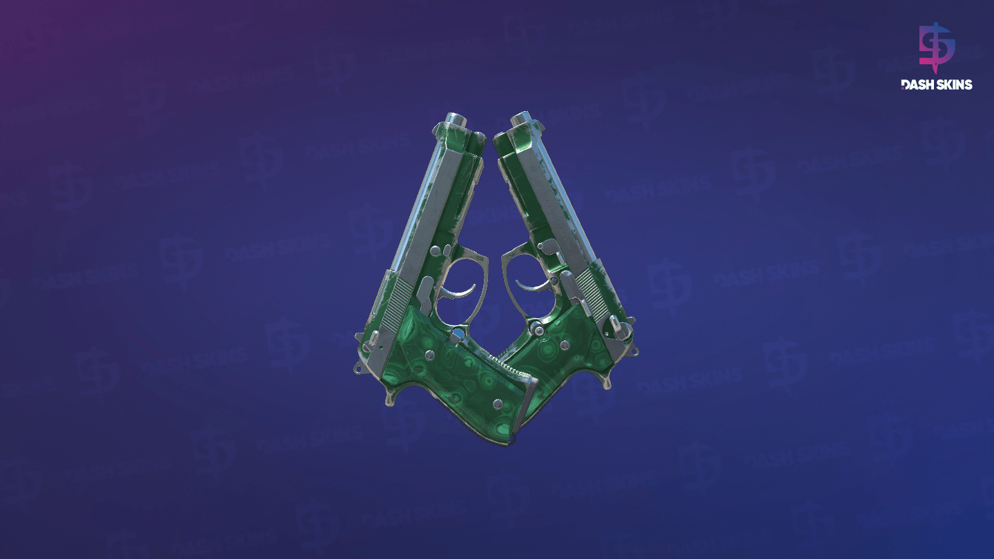 Dual Berettas | Polished Malachite (Field-Tested) - Frontside Screenshot