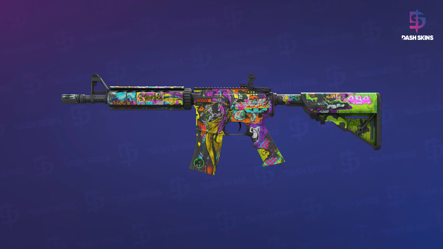 StatTrak™ M4A4 | In Living Color (Battle-Scarred) - Frontside Screenshot